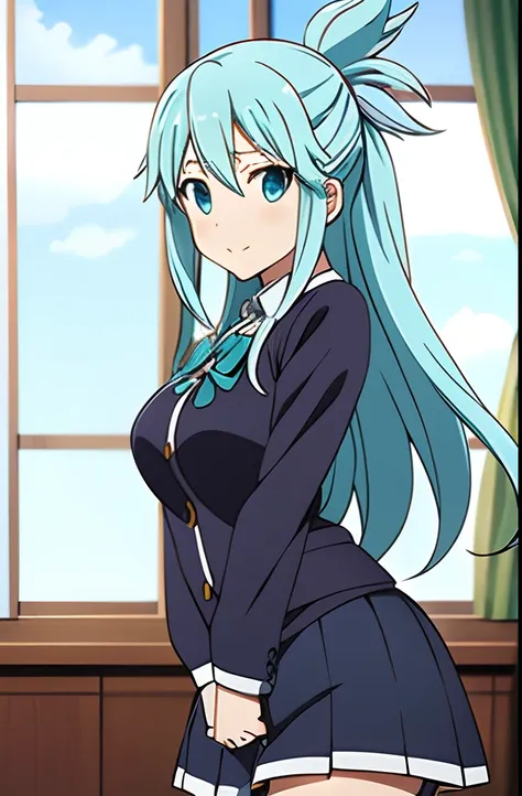 aqua from konosuba, schoolgirl