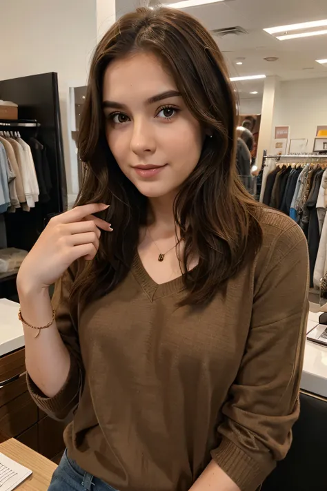 22-year-old woman with brown hair saleswoman appearance