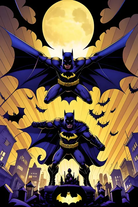 Batman no dia do Halloween, com bruxas, morcegos, aboboras iluminadas com velas por dentro, zumbis, fantasmas, tudo que existe numa festa de Halloween