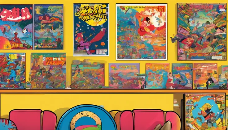 Posters inspired by the aesthetics of the 90s, including anime, arcade, Nostalgic and colorful colors,Ginza,Prints