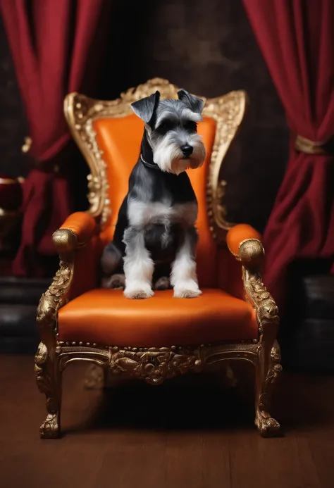 Sitting Miniature Schnauzer、royalty、Kings Chair、ball