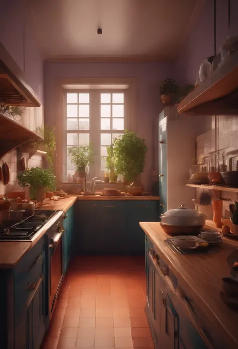 une cuisiniere tenant dans sa main droite une louche image 8k rendu 3d, anime, vibrant