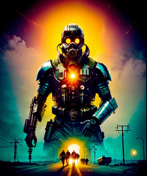 (La mejor calidad,Altas Resoluciones,fotorrealista:1.37),cyberpunk,alto contraste,Personaje urbano,Chernobyl-like atmosphere, Character Portrait with Gas Mask,Detalles de primera calidad,futuristic,Technological,escena nocturna,distopic,Neon lights,Dramati...