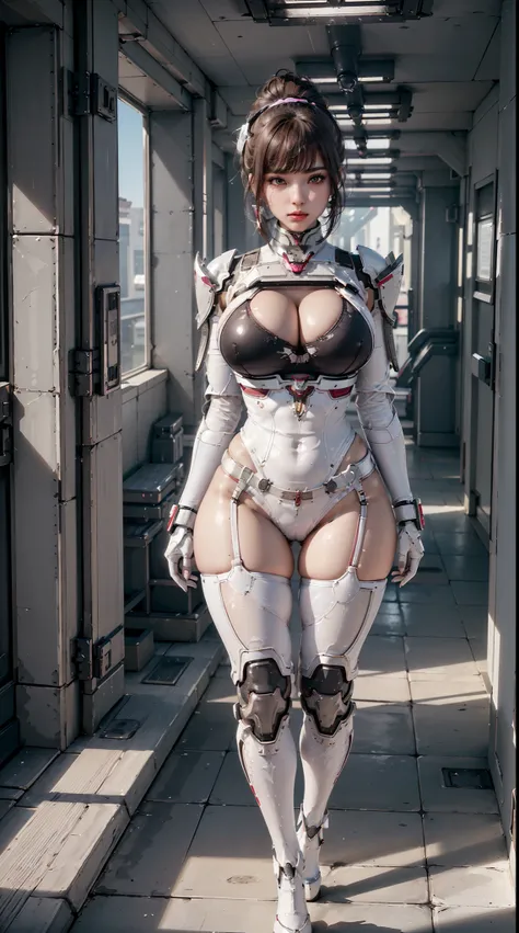 (NSWF:1.7), (1GIRL,SOLO:2), (super detailed face), ((BIG BUTTOCKS, HUGE BREASTS:1.5)), (CLEAVAGE TOP:1.5), (MUSCLE ABS FEMALE:1.4), (MECHA GUARD ARM:1.4), ((WEAR MAGENTA WHITE OVERWATCH MECHANICAL ARMOR CROPTOP, BLACK MECHANICAL SKINTIGHT SUIT PANTS, MECHA...