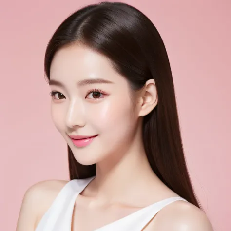 featuring confident and radiant women、generate ai art inspired by korean cosmetics advertising。displayed up to chest level、her p...