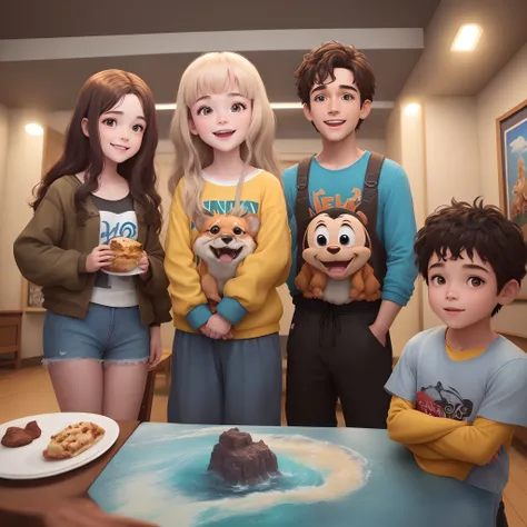 Um filme inspirado na disney pixar com o titulo "Guga", "conselheiro tutelar". 
Jovem adulto e forte, com cabelo preto e curtinho com degrade nas laterais, de bracos cruzados e sorrindo, a cena tem que ser no estilo de uma arte digital da pixar, With futur...