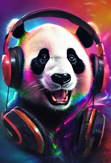 jogador panda agressivo de headset para perfil