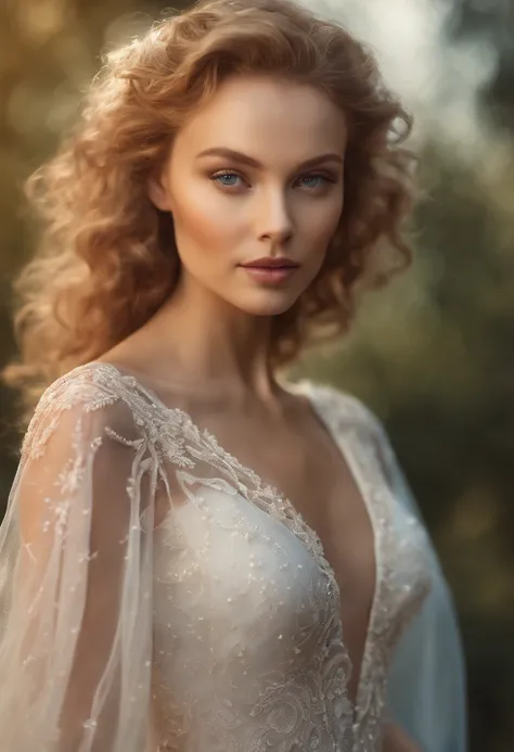 "Best quality,4K,8K,A high resolution,Masterpiece:1.2, Ultra-detailed, Realistic:1.37, hdr, hyper HD, Studio lighting, Extreme detail description, professional, Vivid colors, Bokeh, sportrait, golden curly hair, Blue eyes, White fox ears, Black tight dress...