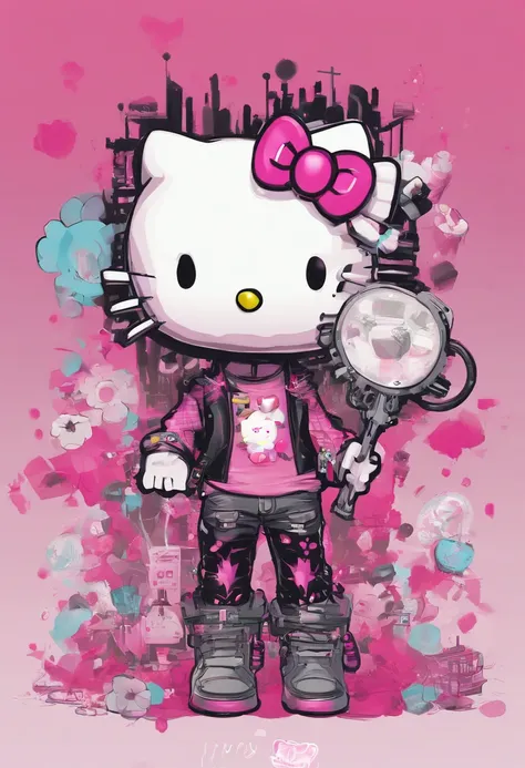 Hello_kitty_toy, funko_pop, 3D, emo_aesthetic, emo_tumblr_hair