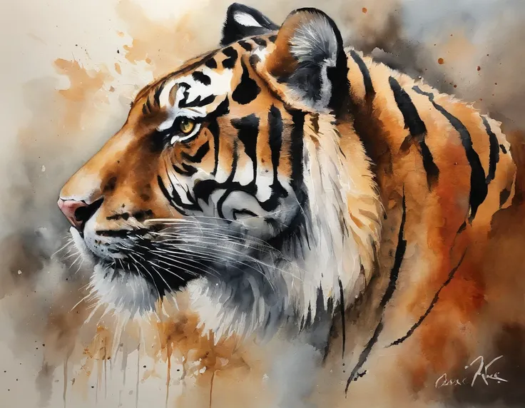 "an abstract oil painting of a majestic tiger."