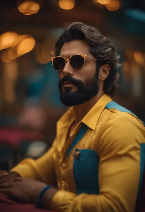 filme disney capa oculos barba rosa cabelo azul gordo e camisa amarela raulzito na tela de titulo