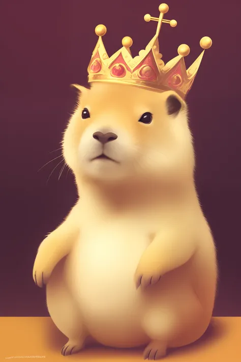 Capybara wearing crown, simplistic, cute