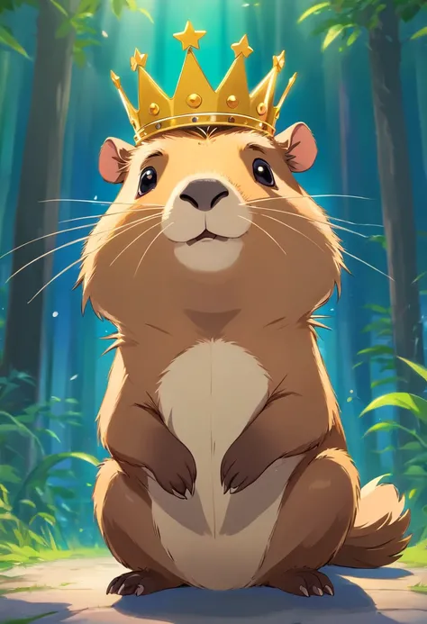 Capybara wearing crown, king, cute, high quality, simple