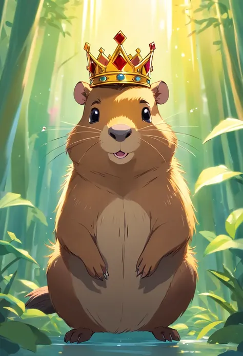 Capybara wearing crown, king, cute, high quality, simple