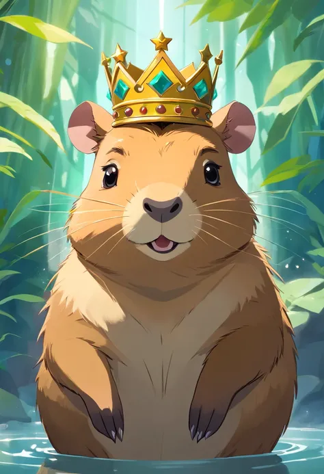 Capybara wearing crown, king, cute, high quality, simple