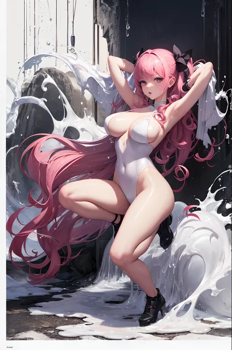 girl with、tits out、teats、A sexy、Saliva、Pink hair、Nothing is worn、White liquid on the body、full body Esbian、 are visible、Long hair、Twin-tailed、The nipple is visible、Curled Hair、sexuell、Omorashi、open crotch、Squatting