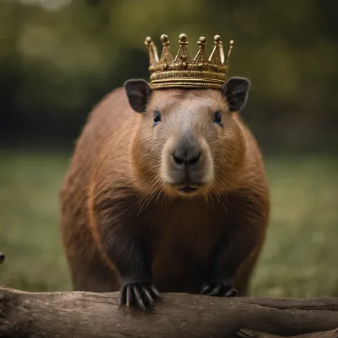 ,Chest scales,high high quality,8K,Many details, capybara wearing crown, side view, reality