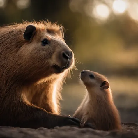 ,Chest scales,high high quality,8K,Many details, capybara wearing crown, side view, reality