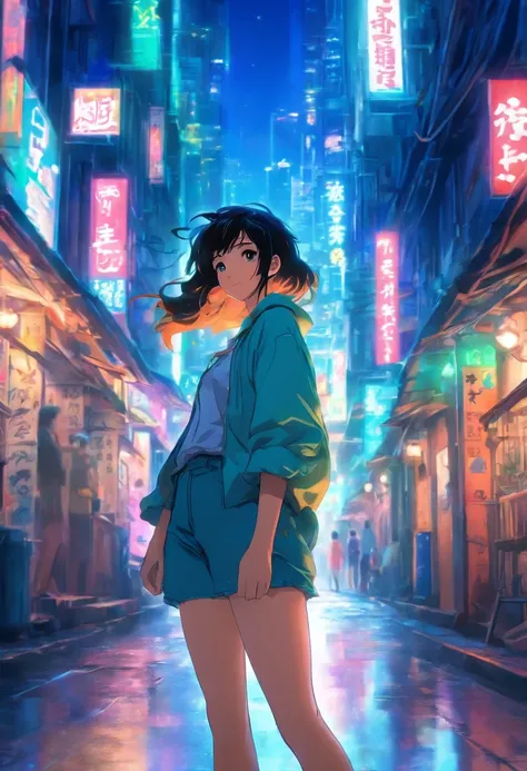 comic strip，Hong Kong comic book style，Fengyun comic style，（（（Comic storyboard））），Two-dimensional picture，Estilo de Makoto Shinkai，Makoto Shinkai manga art，teens girl，The narrow streets of the town，starrysky，vibrant with colors，Hyper-realistic，Ultra photo ...