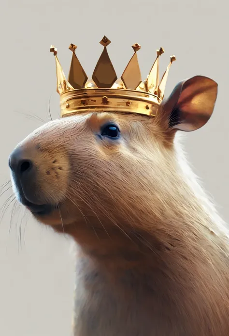 (masterpiece, best quality:1.2), (highres, abstract:1.1), ultra detail, capybara wearing crown, side view, close up, cute, low poly