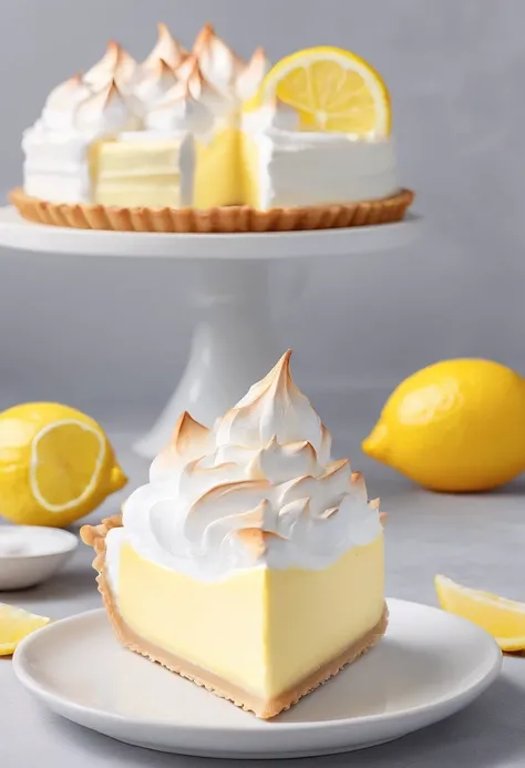 Lemon meringue pie，cinematic ligh，professional photoshooting，studio lit，studio context，advertisement photography，Complicated details，hyper-detailing，Ultra photo realsisim，8K UHD