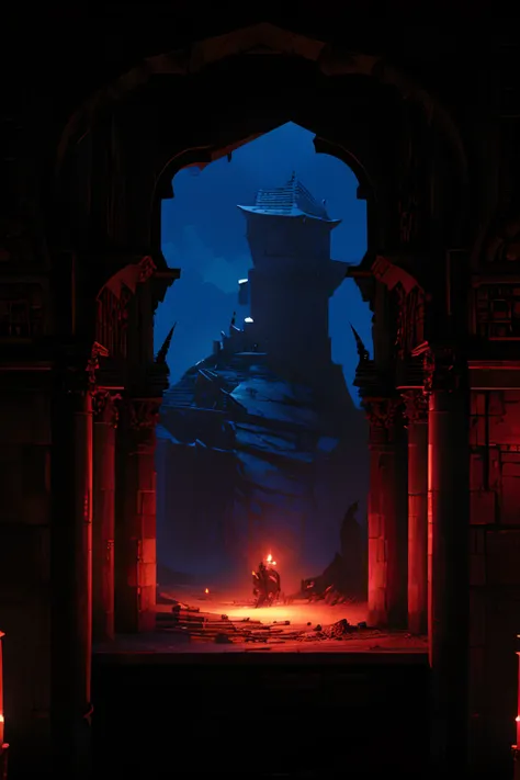 Inside the castle，Castlevania game，The main character is a knight，There are two monsters in front of you，Cross-section