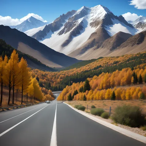 Parkinglots at a highway sierra nevada mountains in the background USA