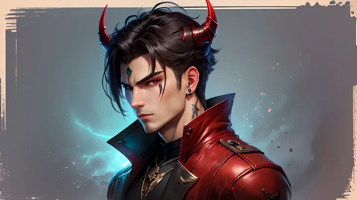 adult male character half demon attractive