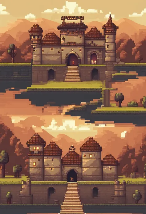 Gloomy atmosphere，Side-scrolling，Middle Ages style，Stone walls，Candle