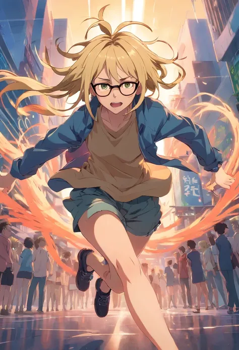 Blonde dreads, black glasses , bright skin, a drunk master fighting his demons