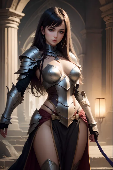 Beautiful woman in dark fantasy armor