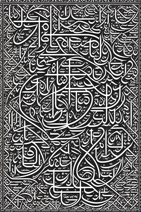 Arabic letters design black and white