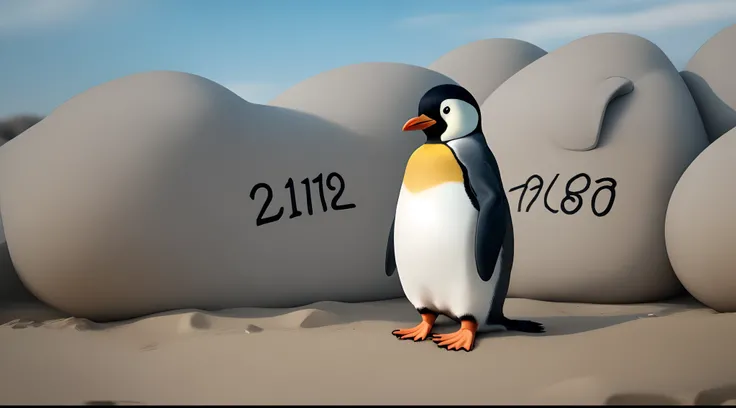 penguin with a numerical date as it’s stomach