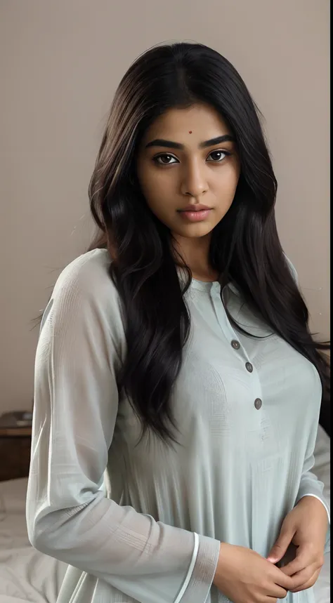 ultra-realistic photographs,Indian Instagram female model,mid 20s,9:16,mid-shot,beautiful detailed eyes,detailed lips,waking up, longeyelashes,black messy hair, naturally full eyebrows,perfectly formed nose,expressive face,attractive appearance,candid phot...