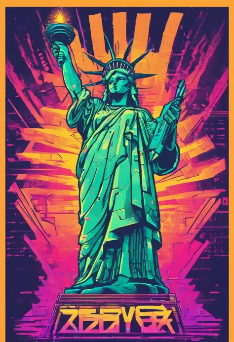 Statue of Liberty in the style of cyberpunk