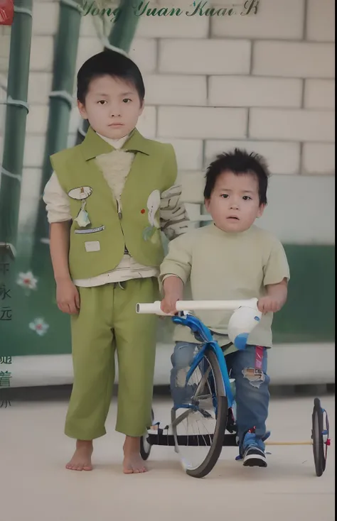 Blue three-wheeled bike