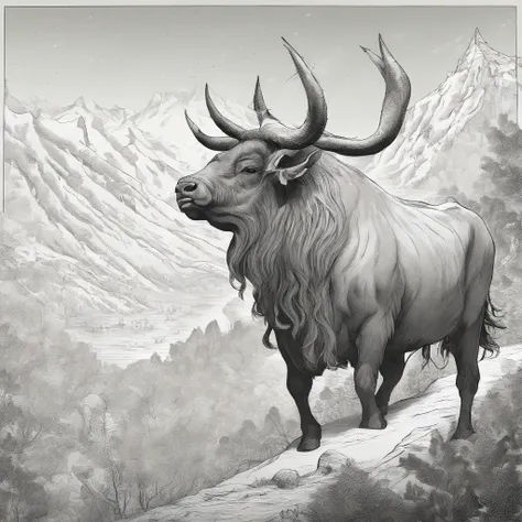 The bull king god waved his majestic ox tail，Make an arc at the top of the mountain，sudden，A clear spring gushed out，Flow to the village below the mountain。