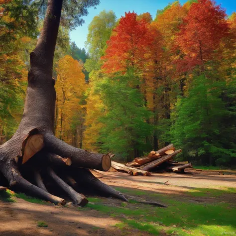 Trees felled by humans