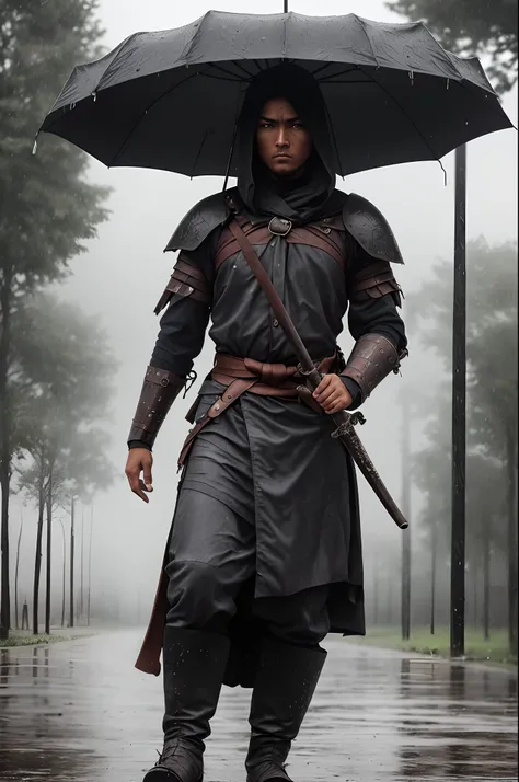 Dark Warrior In The rain