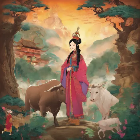 A Zhuang girl guards the village with the god Ox King