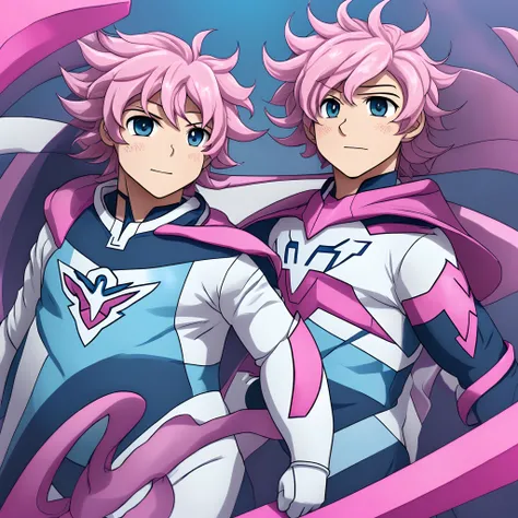 create me a new character in the miraculos  animation style. he is super hero that uses the miraculos of the pink dolphin . his  Miraculous is a pink dolphin and his characteristics curly hair, not long but also not short, hes a young boy, and it also have...