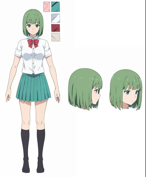 Anime girl short hair straight bob charecter sheet