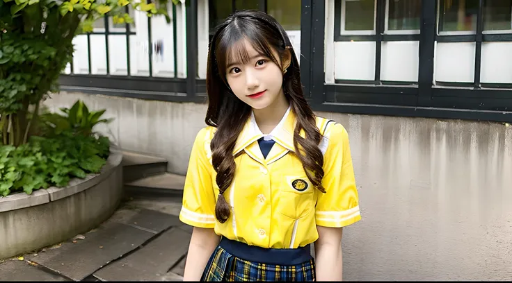 18-year-old schoolgirl in yellow uniform