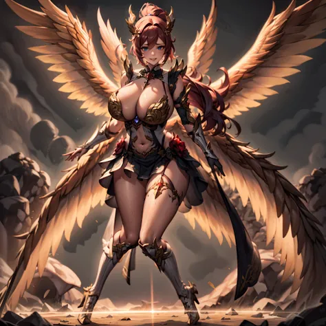 Quality over 8K, a female angel,Sexy,Long Blonde Hair,Anime,Goddess,Symmetrical blue eyes,Ultra detailed eyes,Transparent lingerie,forest,Sword,golden wings,Full body,hyperdetailed lips, hyperdetailed face, Double eyelids, Ultra Detailed feet,で,Beautiful l...