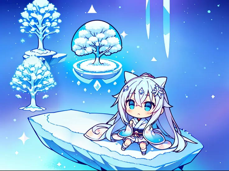 (masterpiece),(best quality),(high resolution),(dynamic angle),(beautiful Japanese woman),(Tree ice, rime ice, winter:1.3), (kawaii, Cute, Tiny, chibi:1.3), (W-sitting),(embarrassed),(heart eyes), (hand between legs),