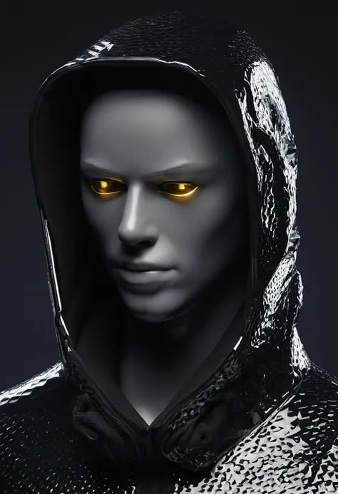 Golden amber，Fine materials，（Shining Effect），Hacker styling，（Faceless masks），fluorescent light