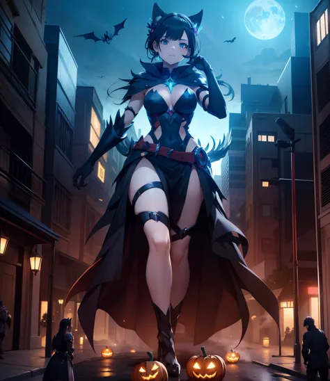 anime girl with a cat and a scyther in a fantasy setting, mechanized witch girl, dark sorceress full view, supervillain sorceress witch, black magician girl, fashionable dark witch, dark sorceress fullbody pose, dark witch character, black - haired mage, H...