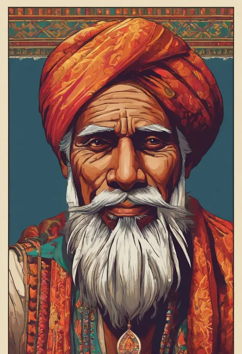 (old indian man:1.1,wearing turban:1.2,white bigger beard:1.1,bigger moustache:1.1,lighting cigar:1.2,in swag,extremely detailed facial hairs,portrait,half body,medium:oil painting,detailed eyes and face,detailed turban,traditional clothing,aged appearance...