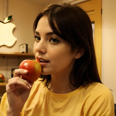 Apple that eating an orange