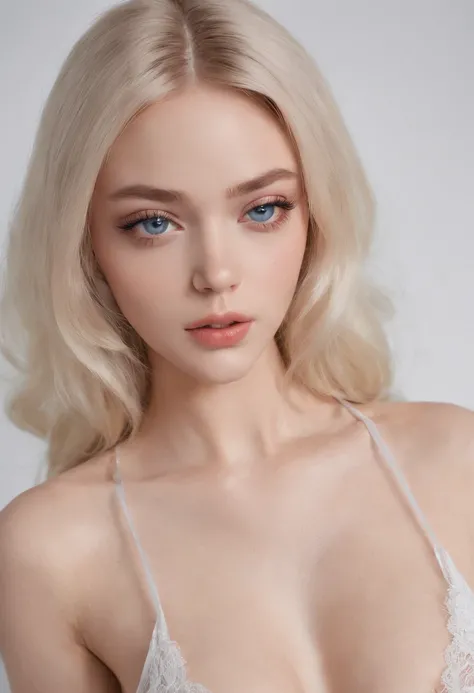 arafed woman fully , sexy girl with blue eyes, ultra realistic, meticulously detailed, portrait sophie mudd, blonde hair and large eyes, selfie of a young woman, bedroom eyes, violet myers, without makeup, natural makeup, without clothes, nude, naked, look...